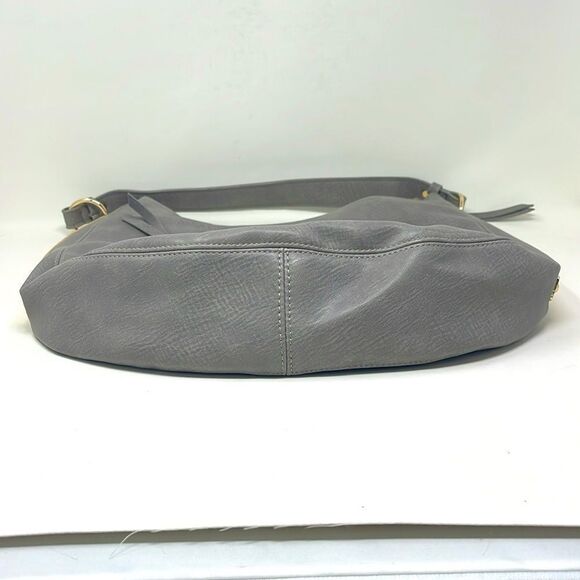 MMS Design Studio Gray Faux Pebbled Leather Large Purse with Gold Hardware - Picture 2 of 13